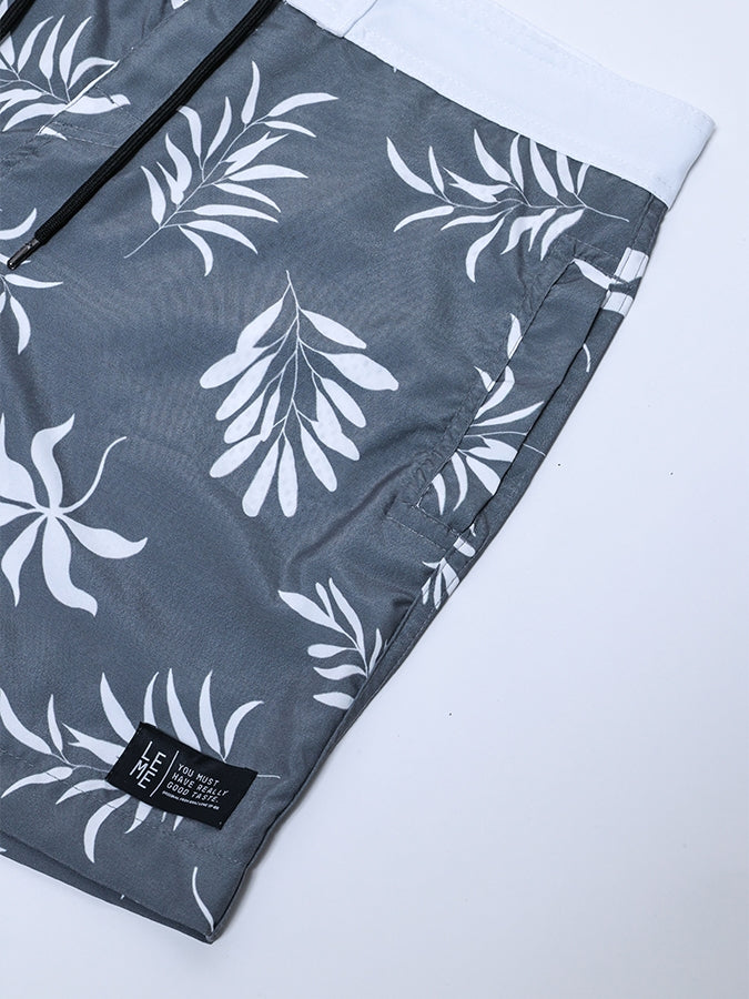Boardshort Floral Cinza