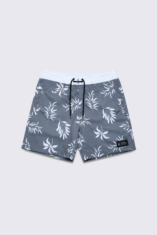 Boardshort Floral Cinza
