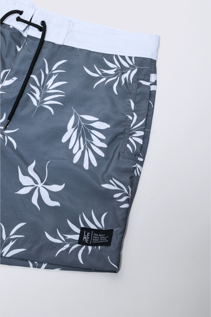 Boardshort Floral Cinza