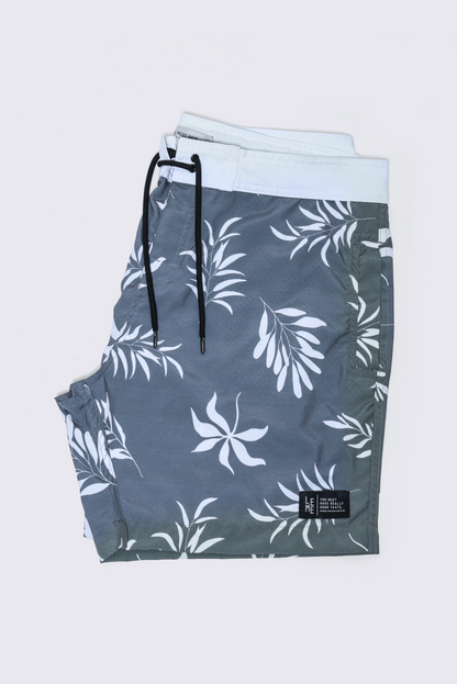Boardshort Floral Cinza