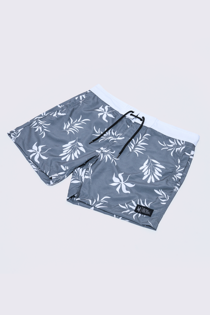Boardshort Floral Cinza
